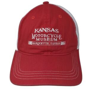 HitWear Trucker Hat Red White One Size Kansas Motorcycle Museum Embroidered